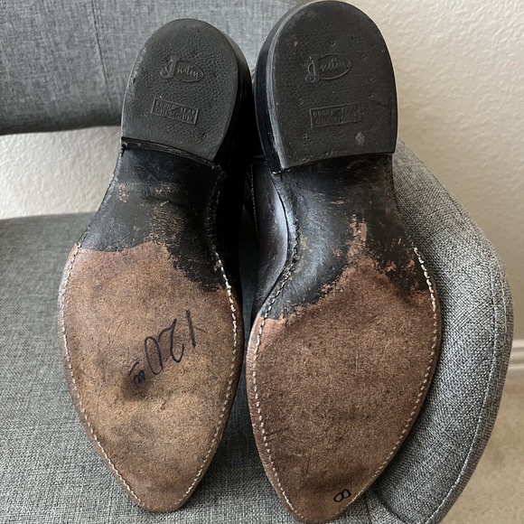 Justin Mens Western Leather Boots 2908 Size 10 D Black SB05 - Picture 7 of 8